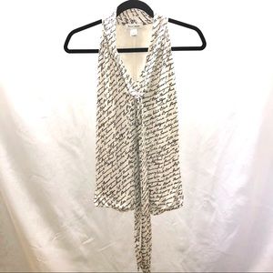 White House Black Market French script, V-neck top